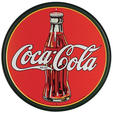 Coke 30's Bottle Tin Sign - 11-3/4" Dia
